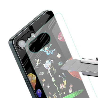 rick and morty amoled back phone cover | glass case for iphone 16e