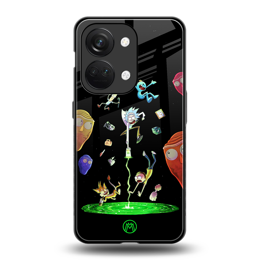 rick and morty amoled back phone cover | glass case for oneplus nord 3