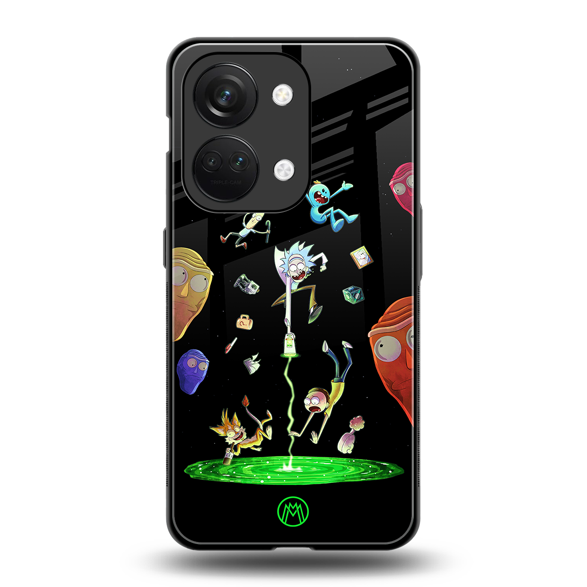 rick and morty amoled back phone cover | glass case for oneplus nord 3