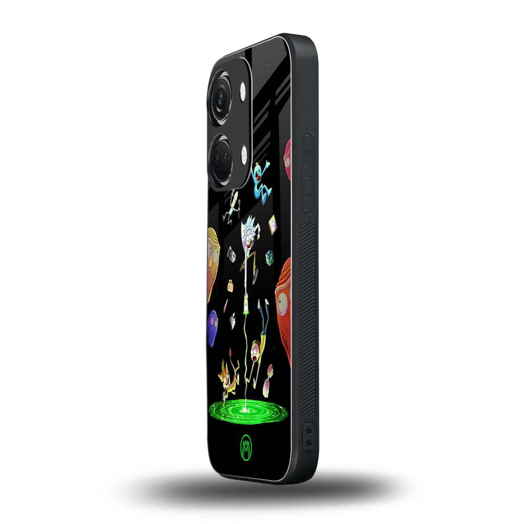 rick and morty amoled back phone cover | glass case for oneplus nord 3