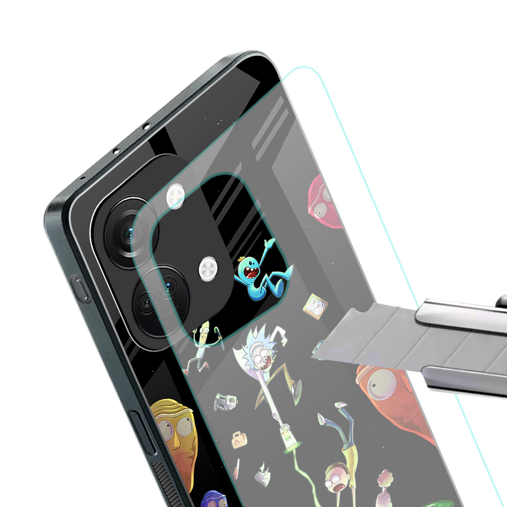rick and morty amoled back phone cover | glass case for oneplus nord 3