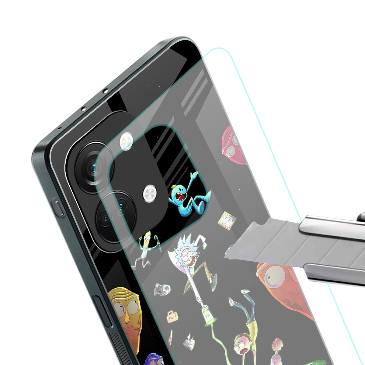 rick and morty amoled back phone cover | glass case for oneplus nord 3
