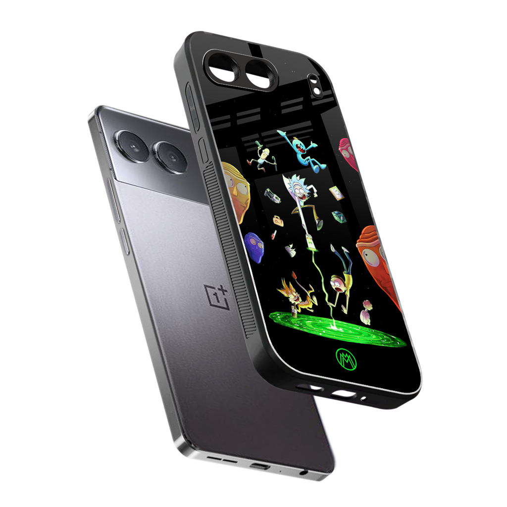 rick and morty amoled back phone cover | glass case for oneplus nord 4