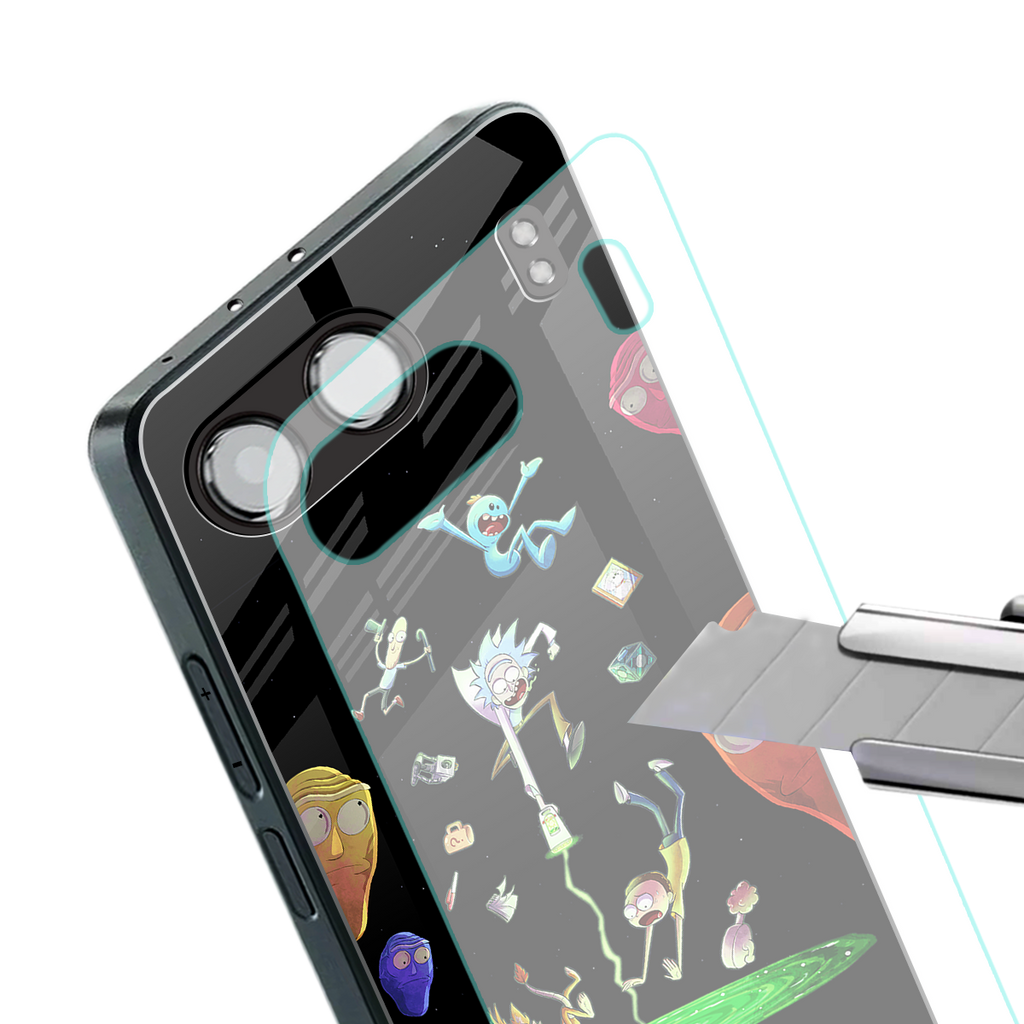 rick and morty amoled back phone cover | glass case for oneplus nord 4