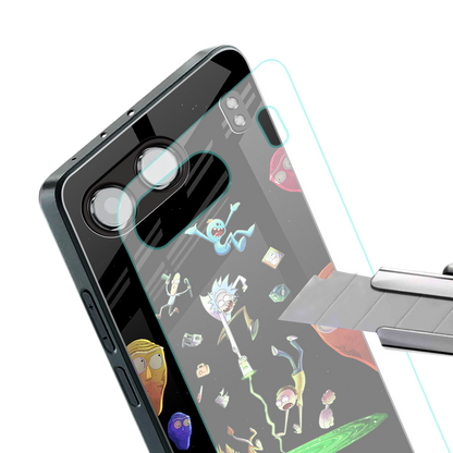 rick and morty amoled back phone cover | glass case for oneplus nord 4