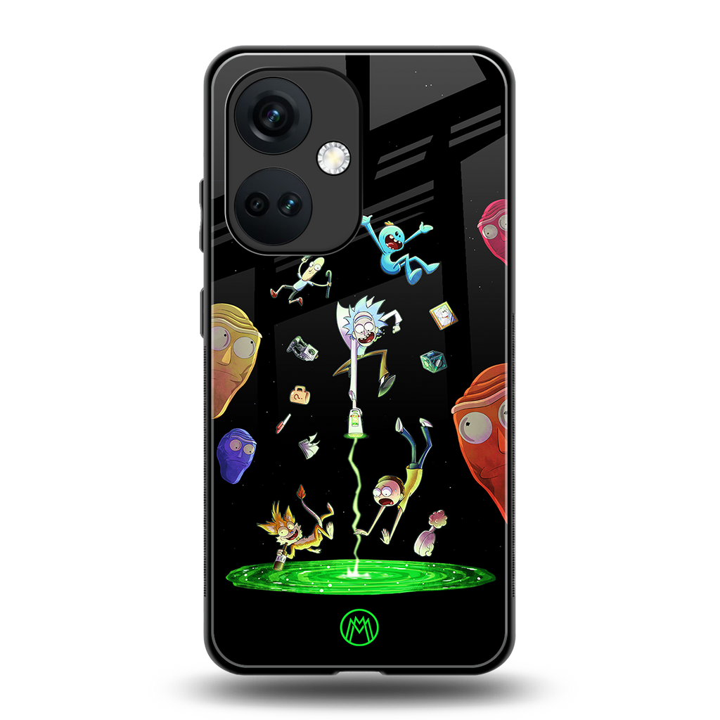 rick and morty amoled back phone cover | glass case for oneplus nord ce 3
