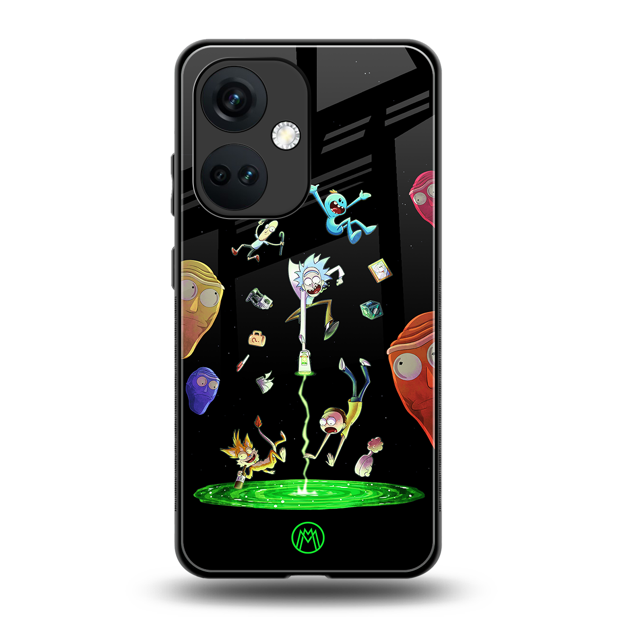 rick and morty amoled back phone cover | glass case for oneplus nord ce 3