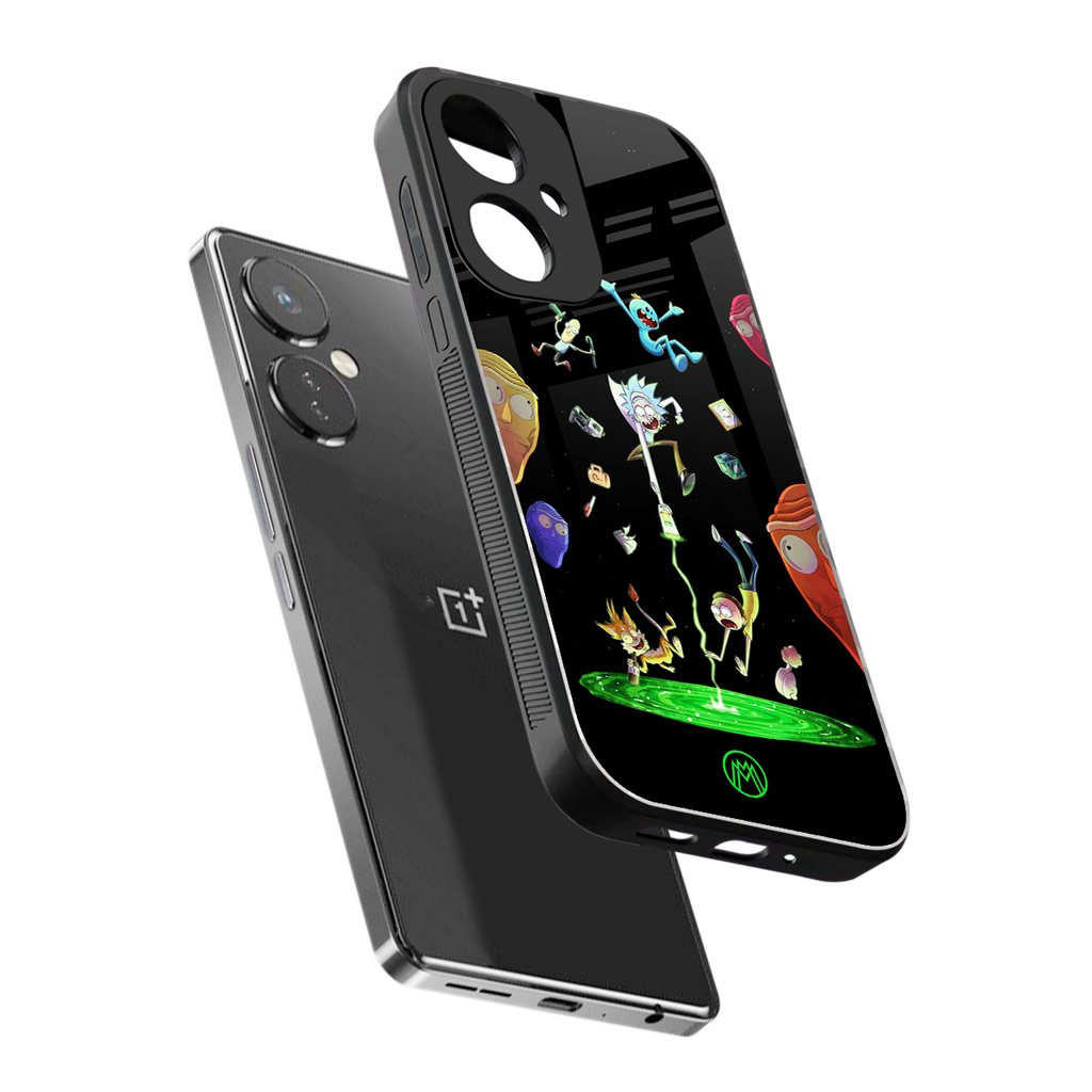 rick and morty amoled back phone cover | glass case for oneplus nord ce 3