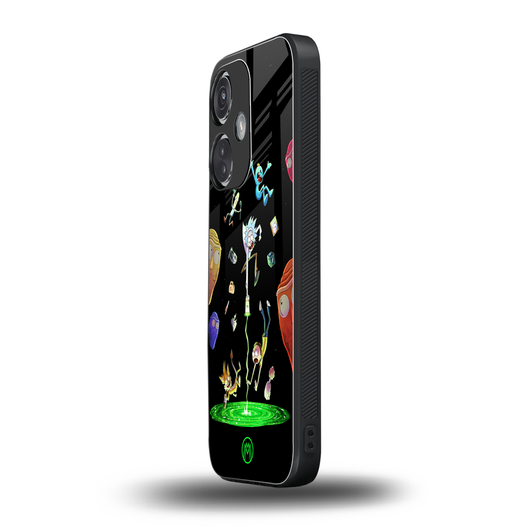 rick and morty amoled back phone cover | glass case for oneplus nord ce 3