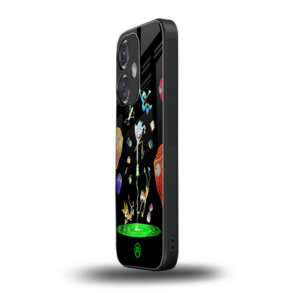 rick and morty amoled back phone cover | glass case for oneplus nord ce 3