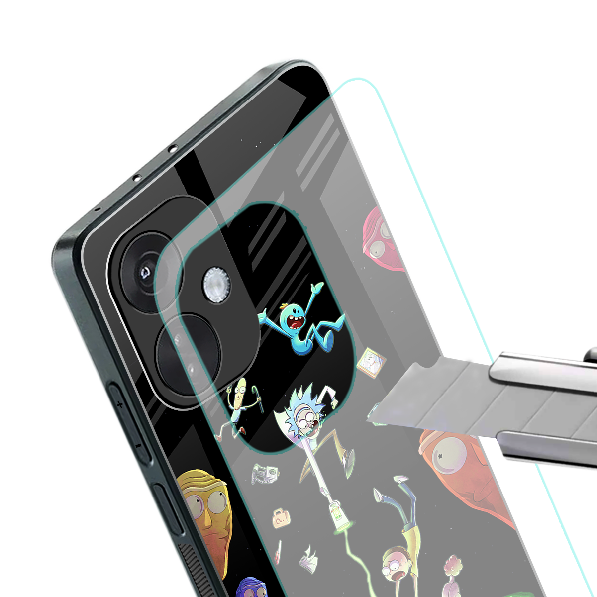 rick and morty amoled back phone cover | glass case for oneplus nord ce 3