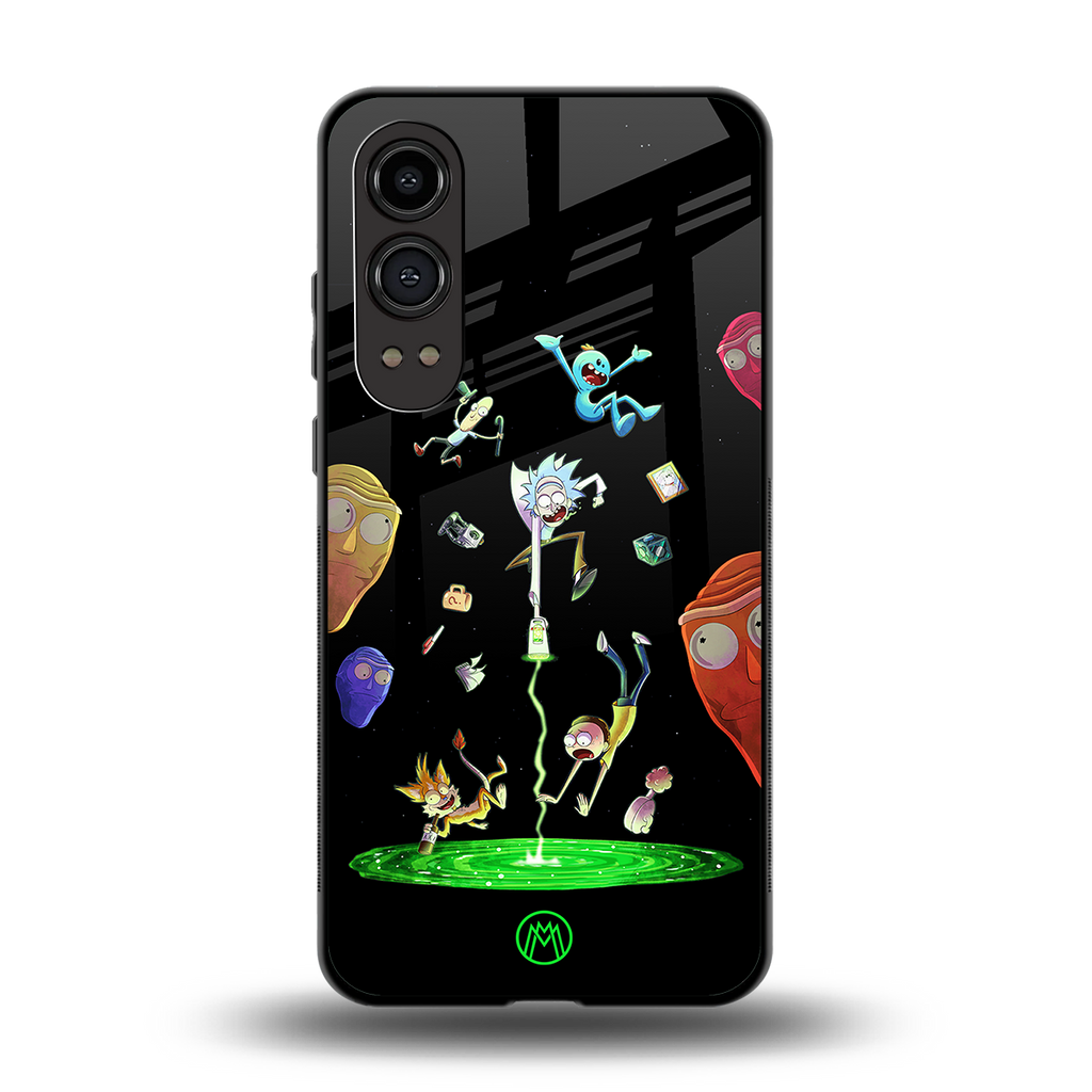 rick and morty amoled back phone cover | glass case for oneplus nord ce 4 lite