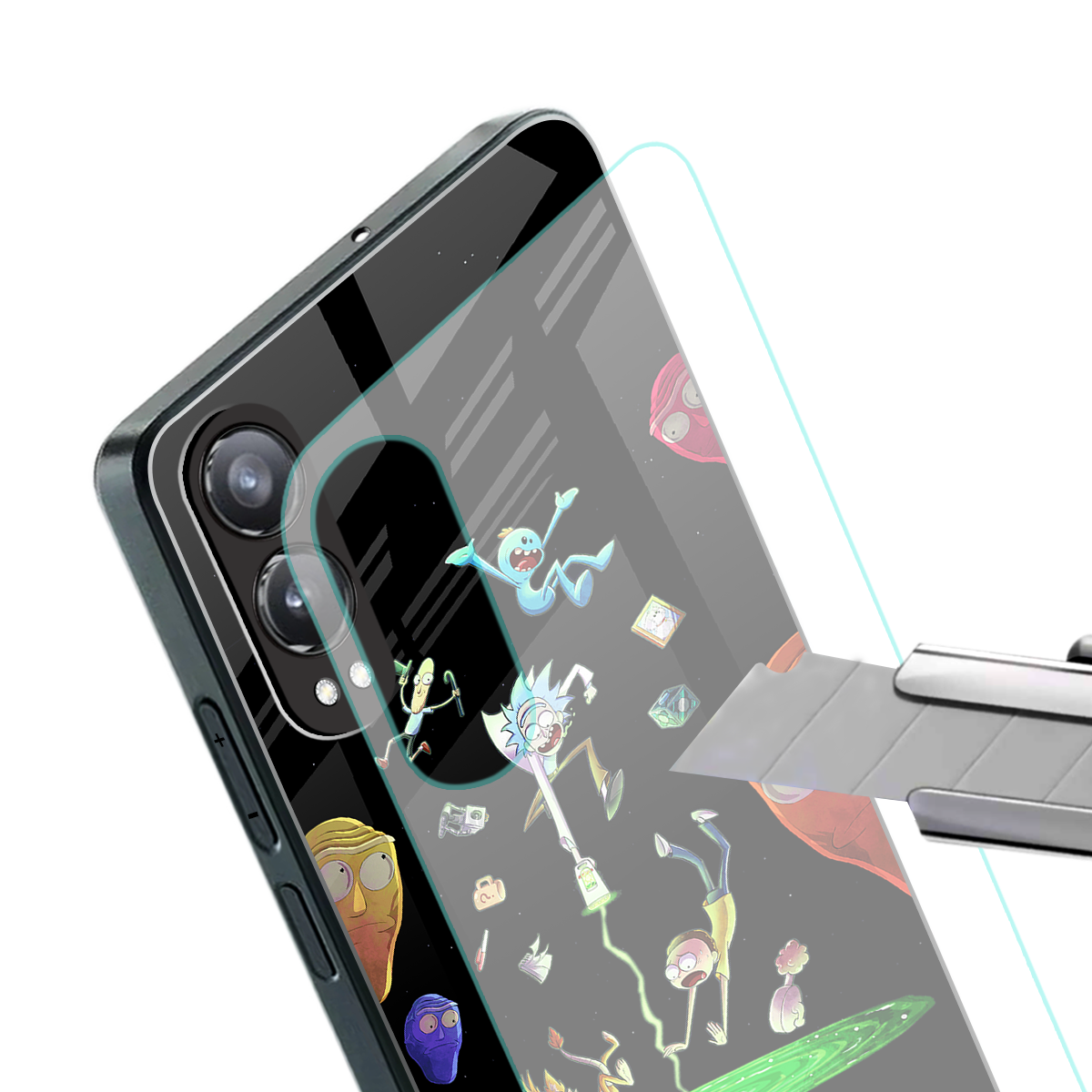 rick and morty amoled back phone cover | glass case for oneplus nord ce 4 lite