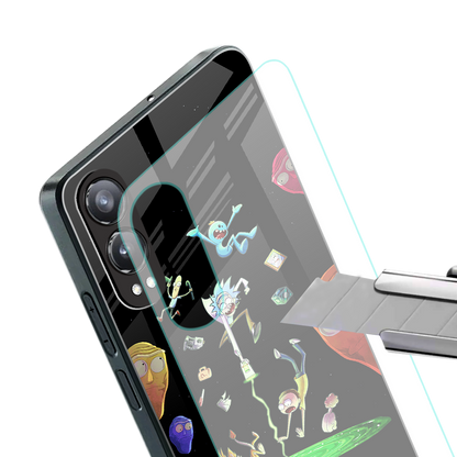 rick and morty amoled back phone cover | glass case for oneplus nord ce 4 lite