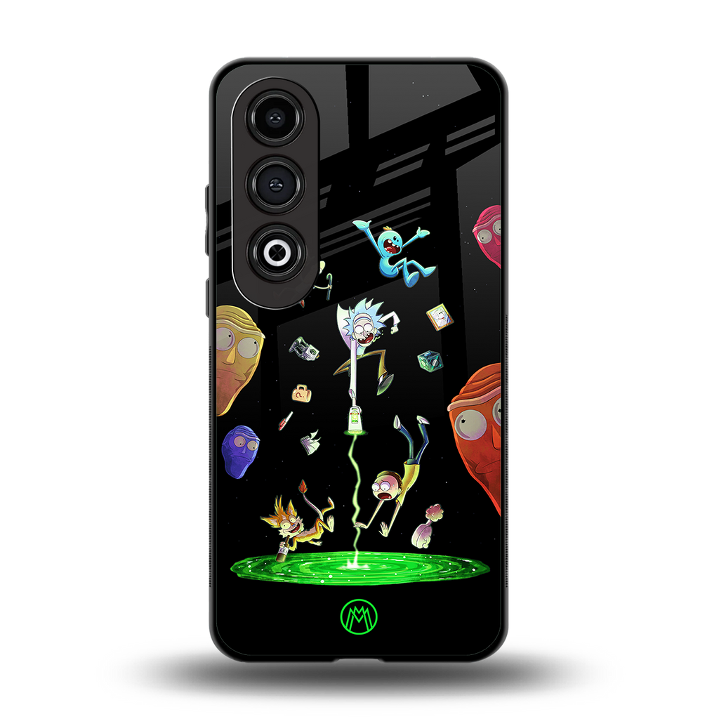 rick and morty amoled back phone cover | glass case for oneplus nord ce 4