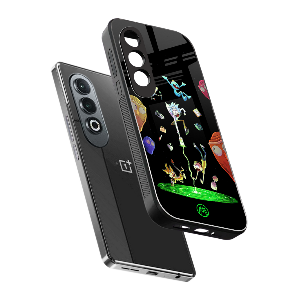 rick and morty amoled back phone cover | glass case for oneplus nord ce 4
