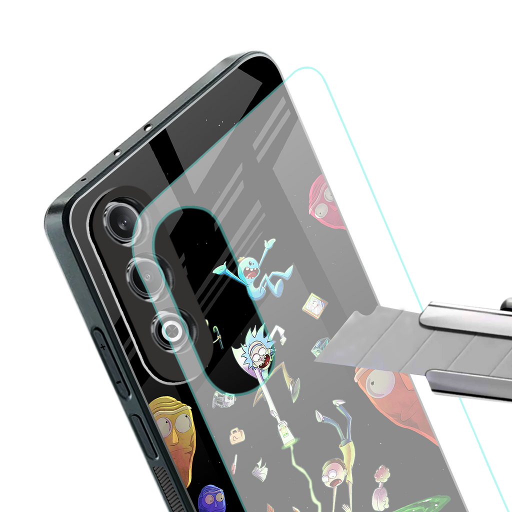 rick and morty amoled back phone cover | glass case for oneplus nord ce 4
