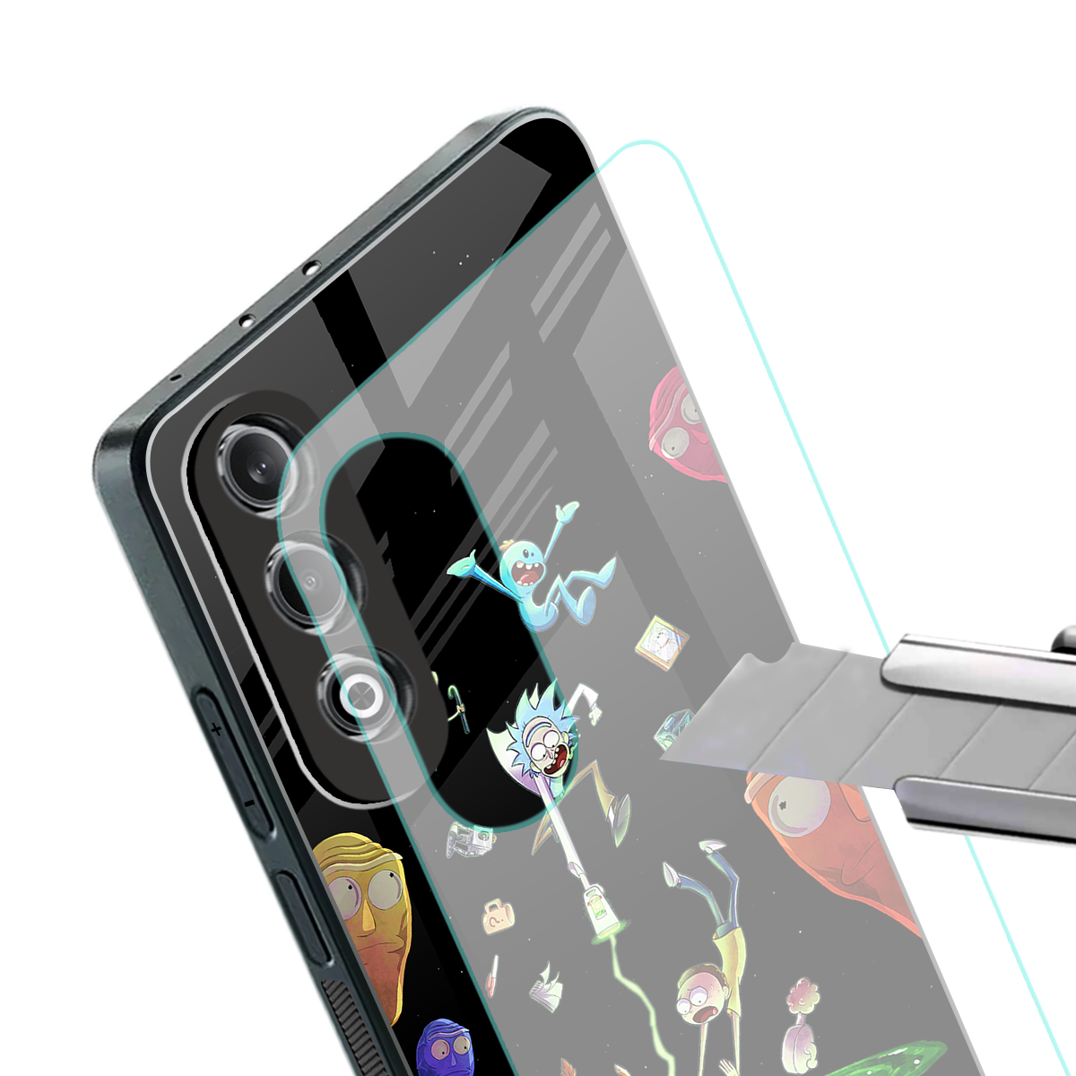 rick and morty amoled back phone cover | glass case for oneplus nord ce 4