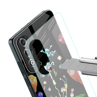 rick and morty amoled back phone cover | glass case for oneplus nord ce 4