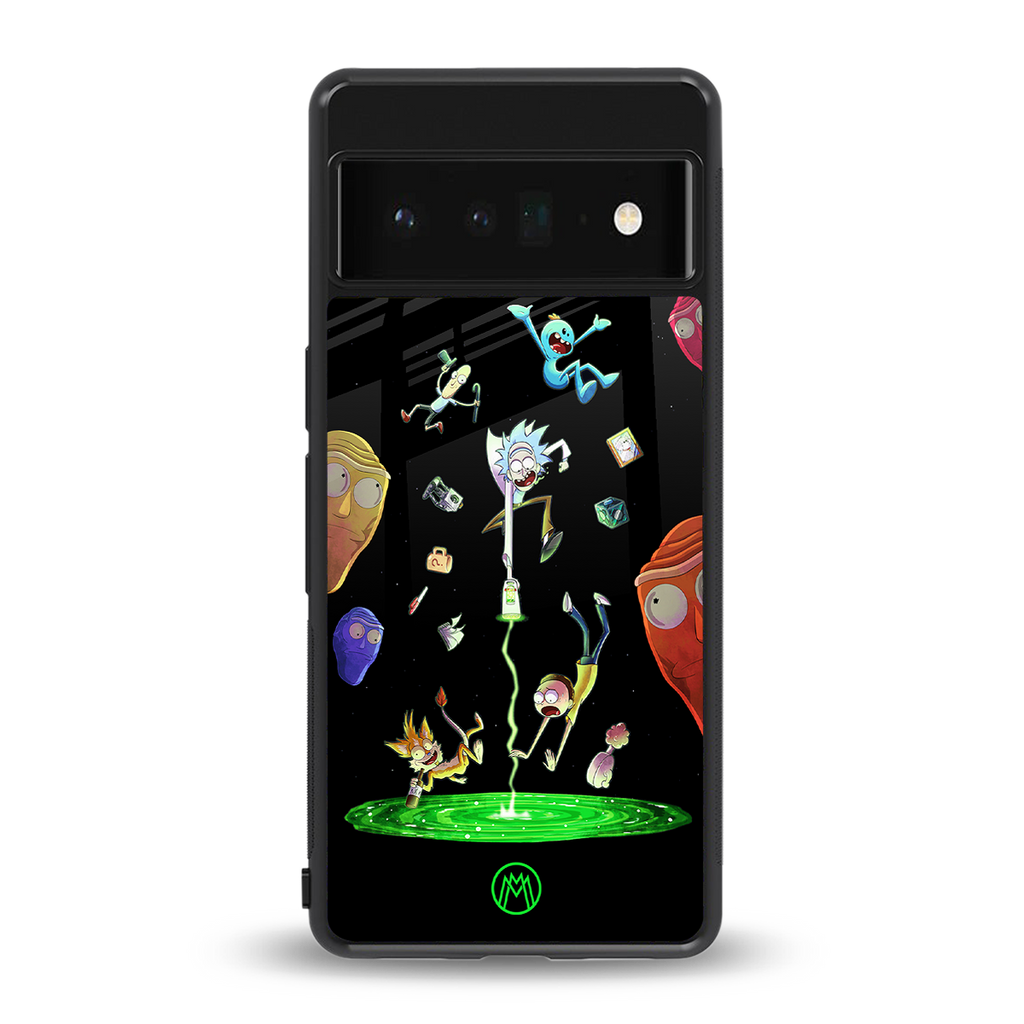 rick and morty amoled back phone cover | glass case for google pixel 6 pro