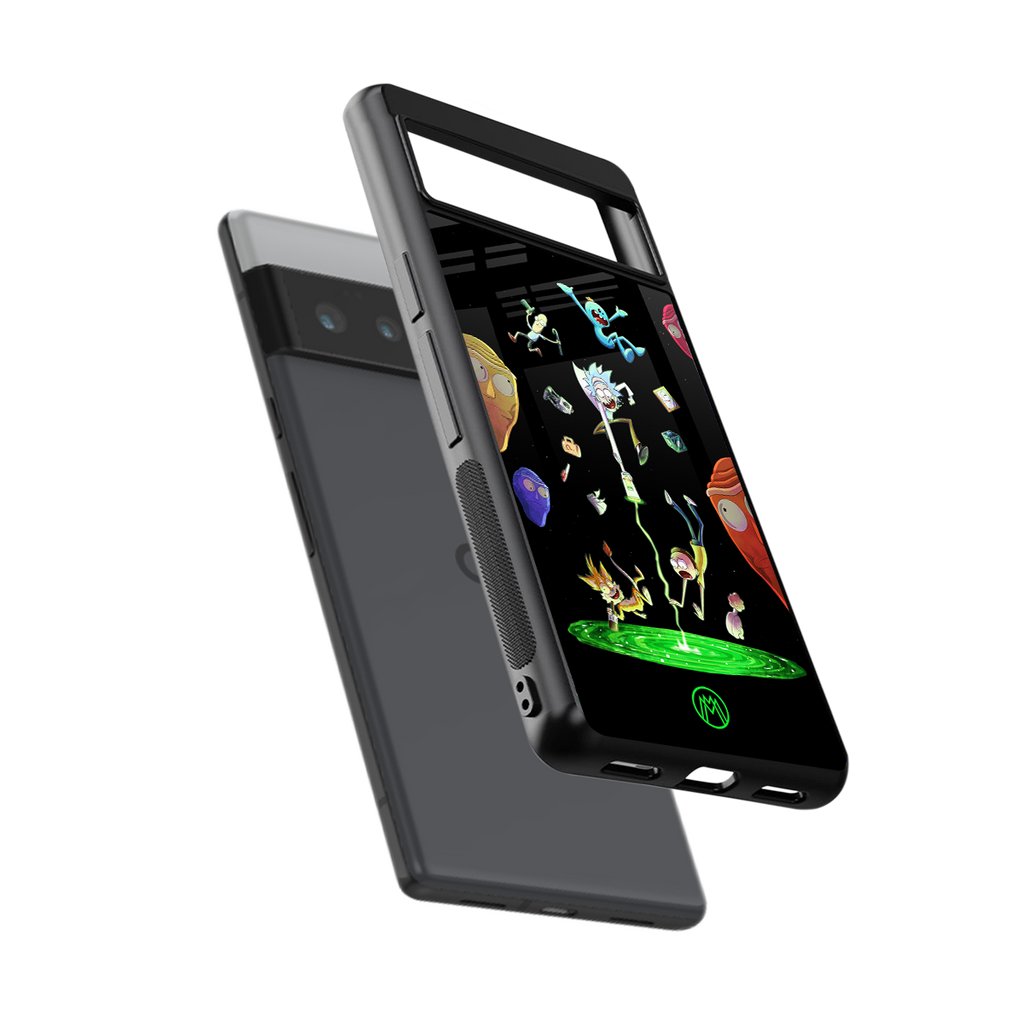 rick and morty amoled back phone cover | glass case for google pixel 6 pro