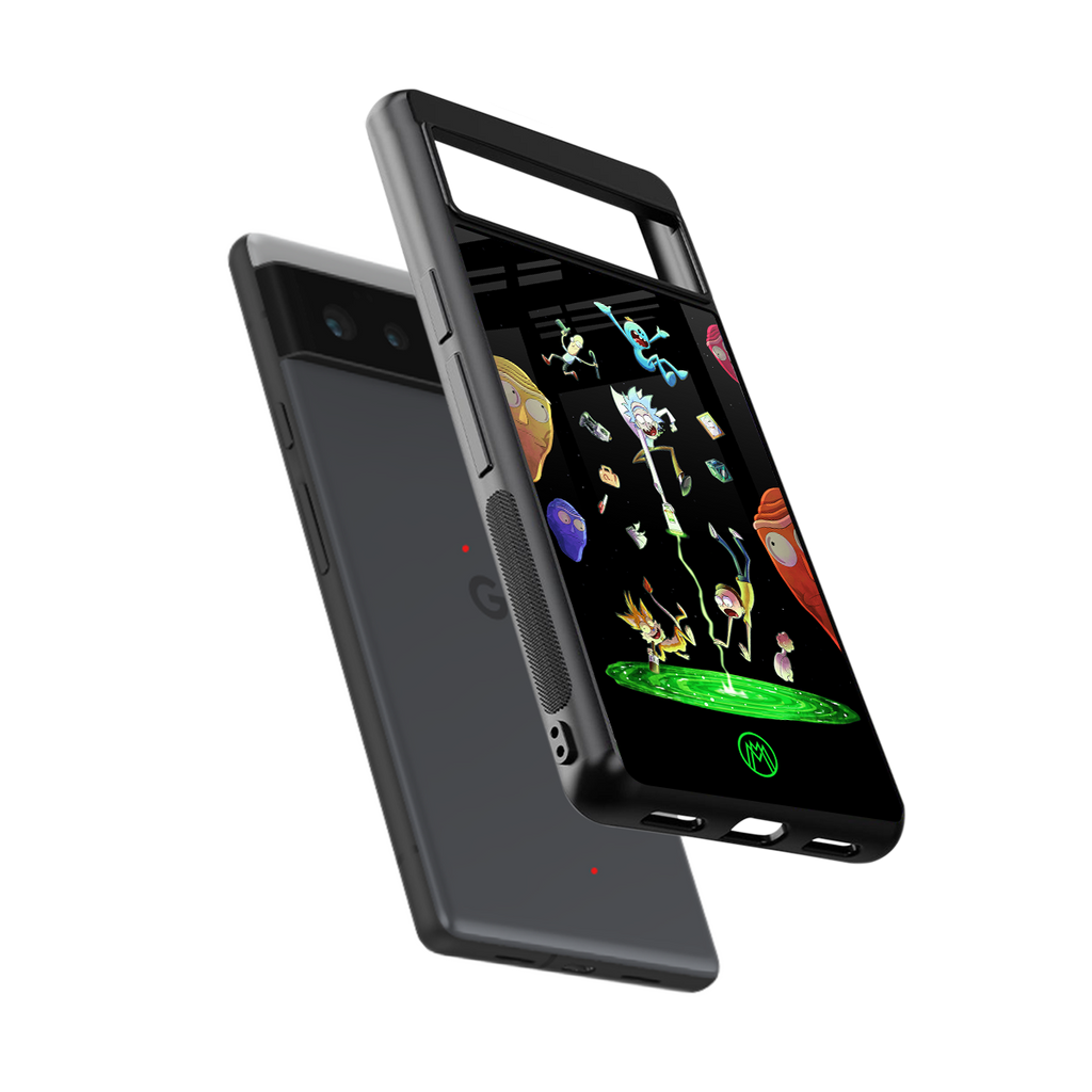 rick and morty amoled back phone cover | glass case for Google Pixel 6A