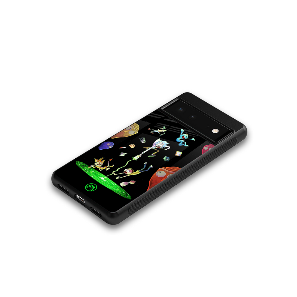 rick and morty amoled back phone cover | glass case for Google Pixel 6A
