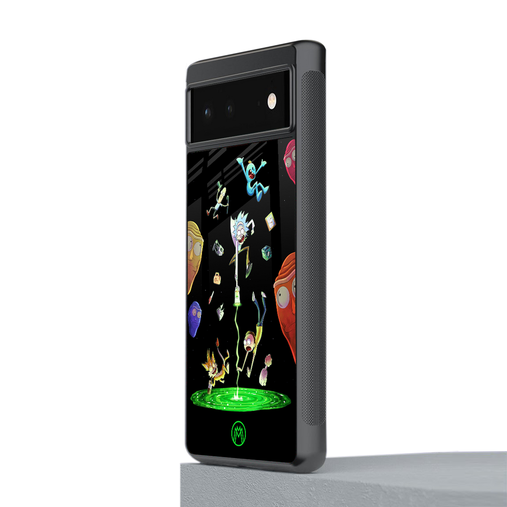 rick and morty amoled back phone cover | glass case for Google Pixel 6A