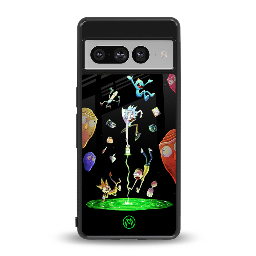 rick and morty amoled back phone cover | glass case for google pixel 7 pro