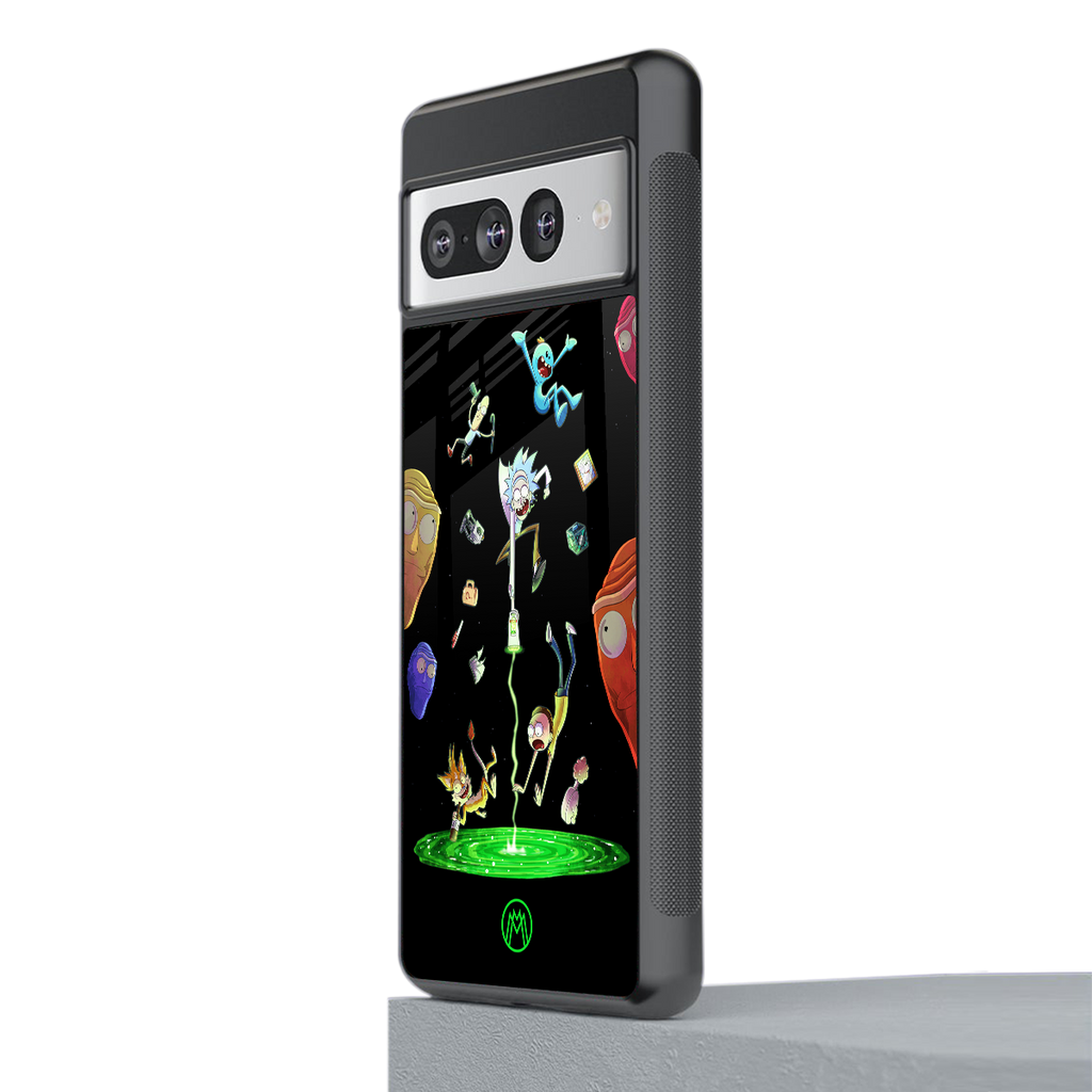 rick and morty amoled back phone cover | glass case for google pixel 7 pro
