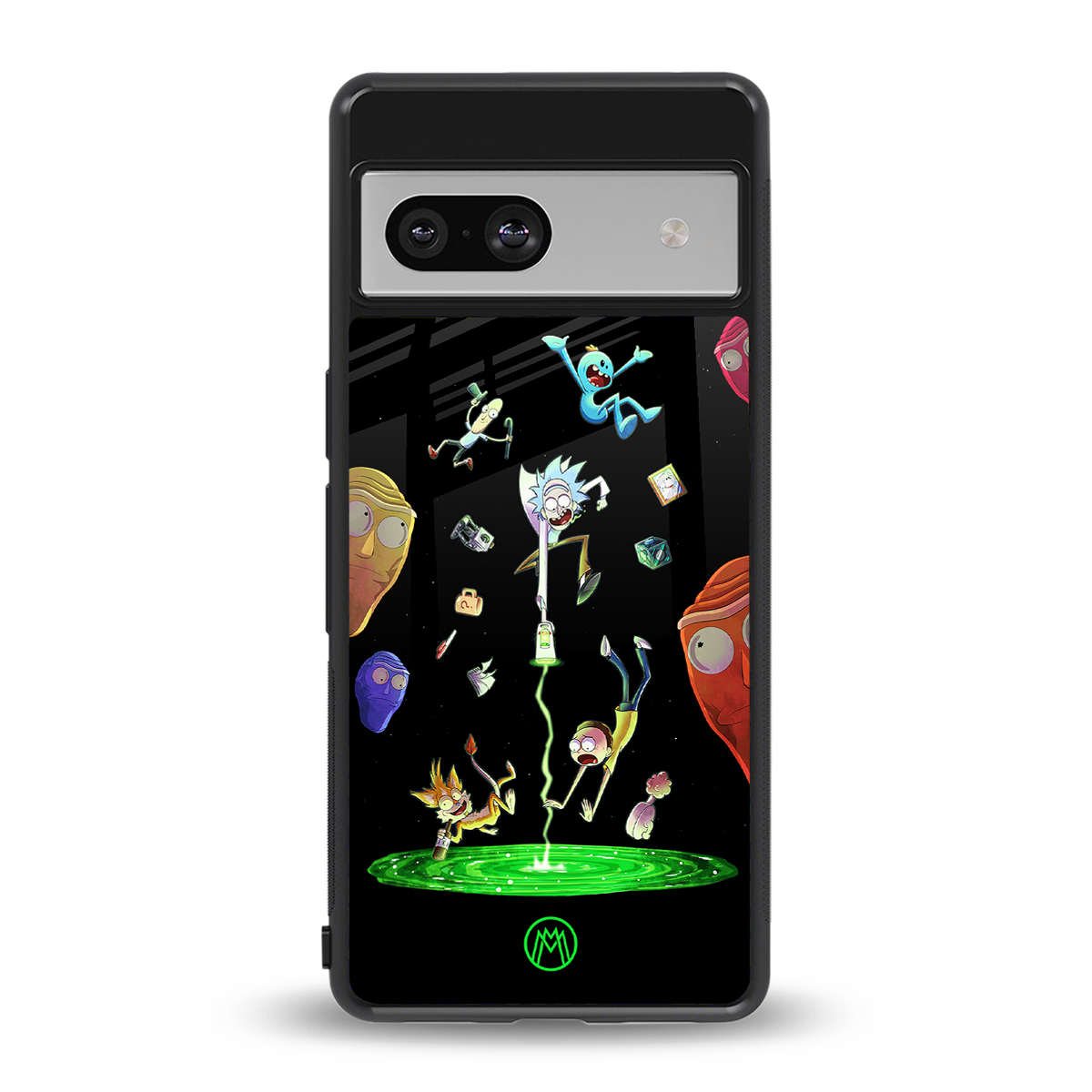 rick and morty amoled back phone cover | glass case for Google Pixel 7A
