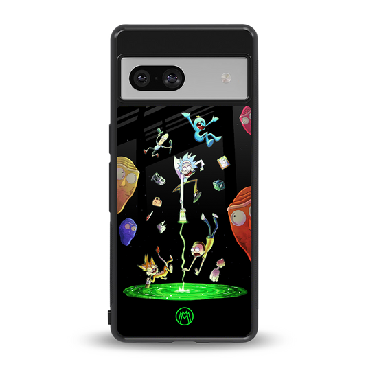 rick and morty amoled back phone cover | glass case for Google Pixel 7A