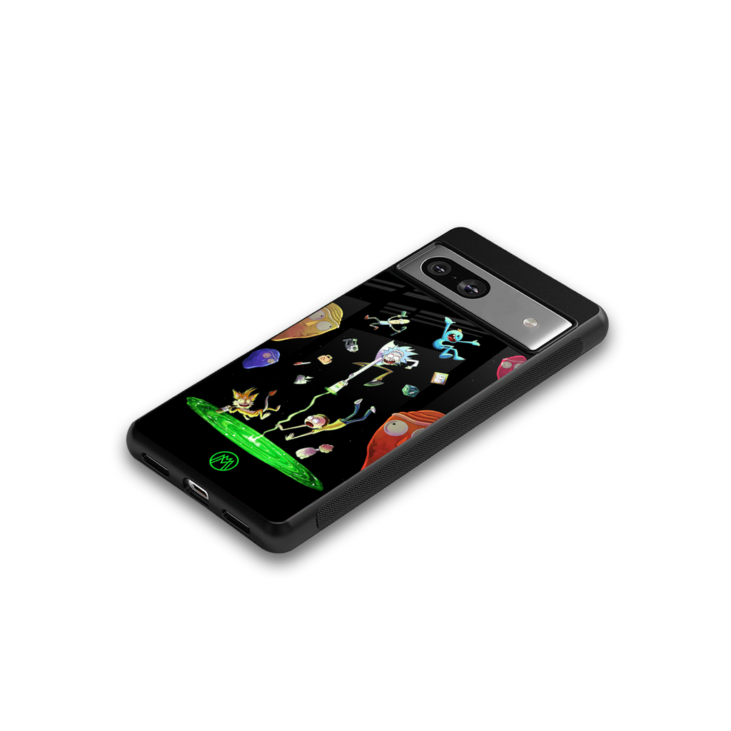rick and morty amoled back phone cover | glass case for Google Pixel 7
