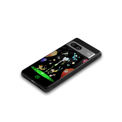 rick and morty amoled back phone cover | glass case for Google Pixel 7A