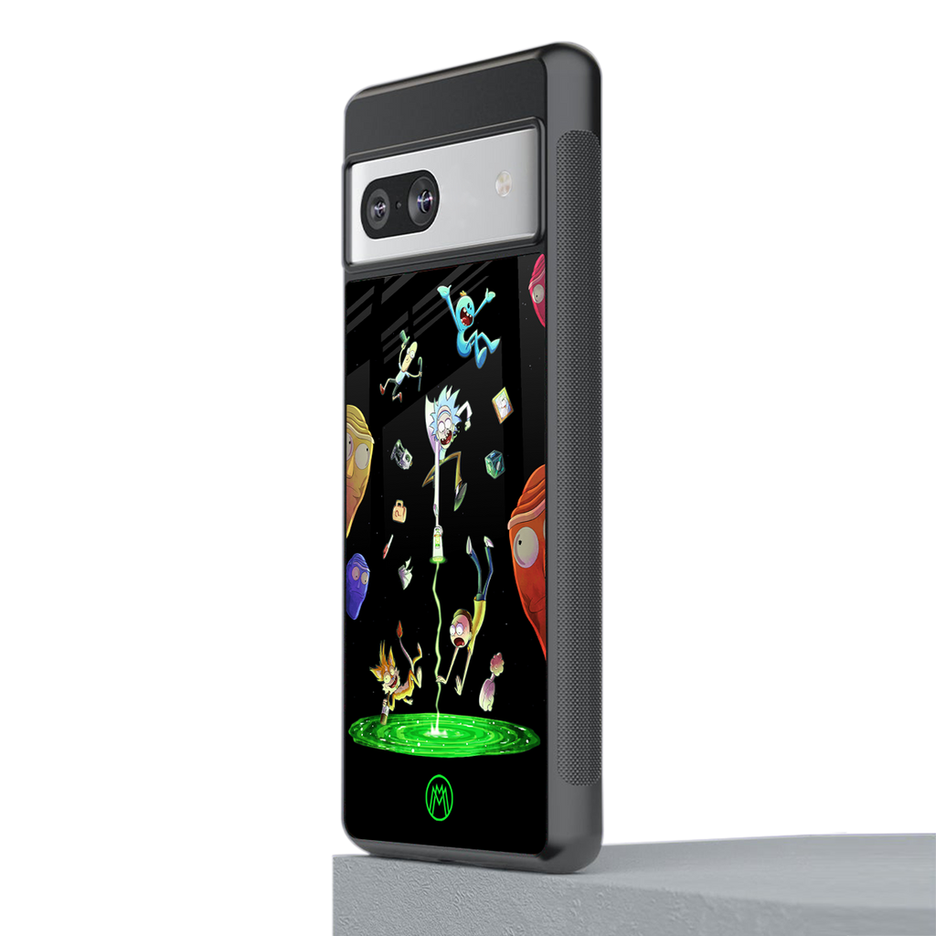 rick and morty amoled back phone cover | glass case for Google Pixel 7