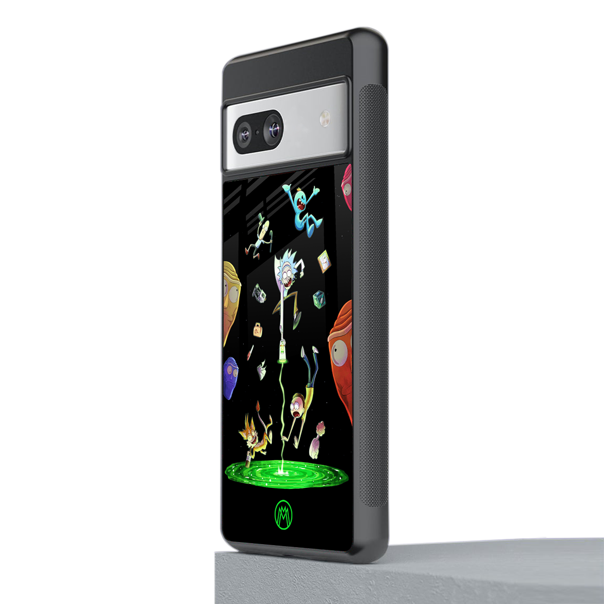 rick and morty amoled back phone cover | glass case for Google Pixel 7A