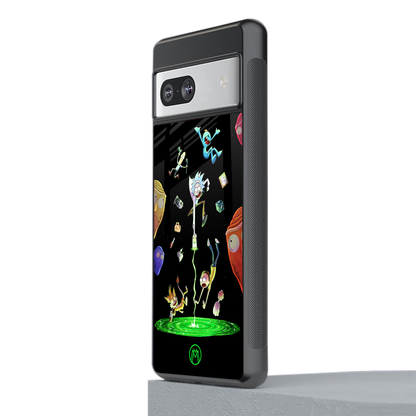 rick and morty amoled back phone cover | glass case for Google Pixel 7A