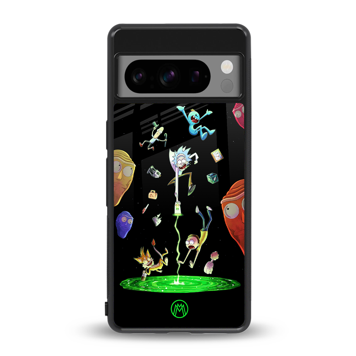 rick and morty amoled back phone cover | glass case for google pixel 8 pro