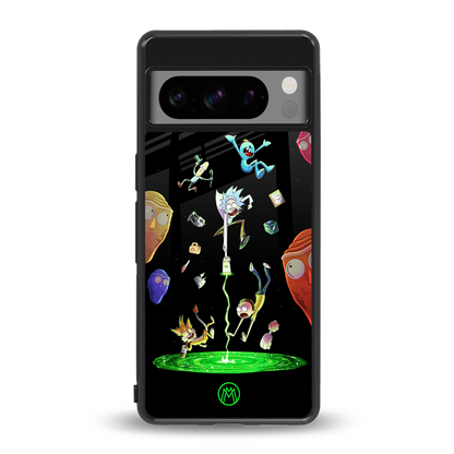 rick and morty amoled back phone cover | glass case for google pixel 8 pro