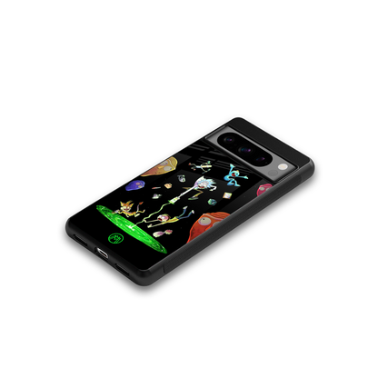 rick and morty amoled back phone cover | glass case for google pixel 8 pro