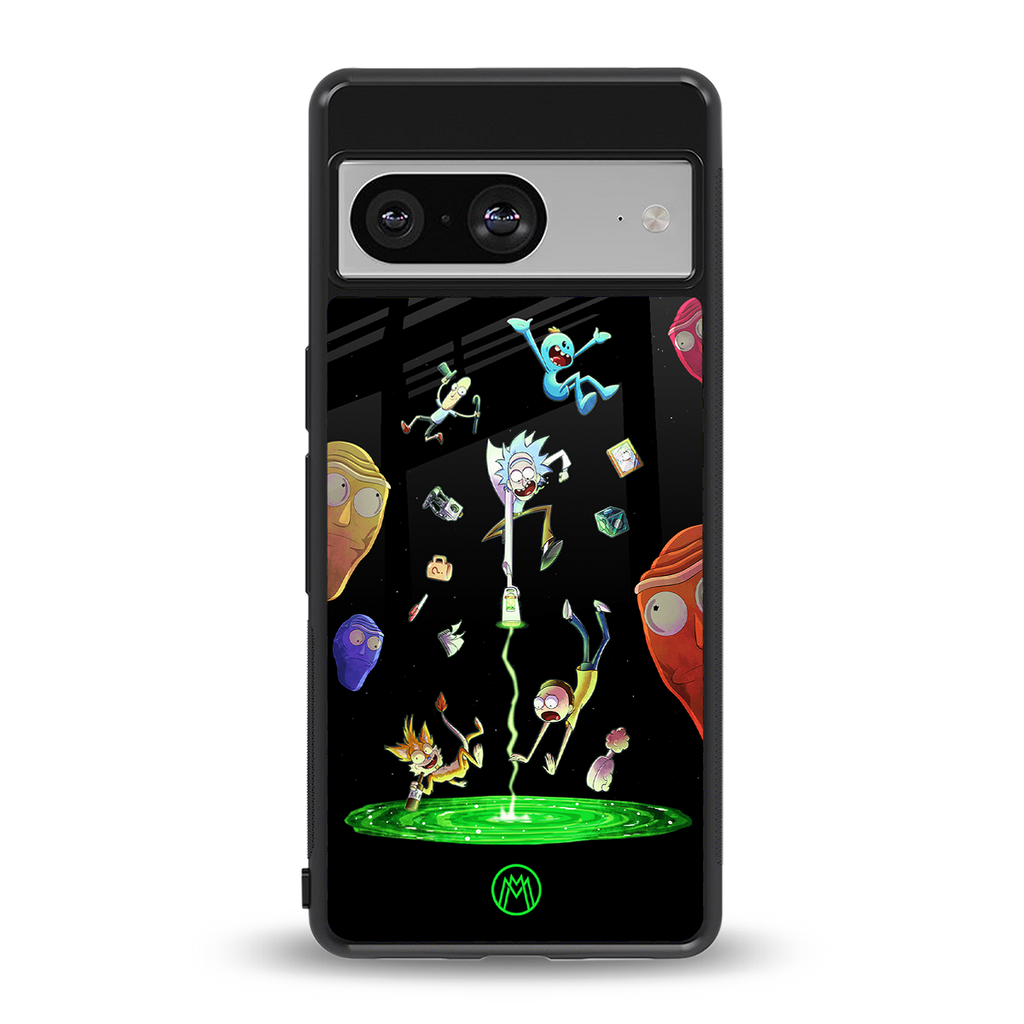 rick and morty amoled back phone cover | glass case for Google Pixel 8