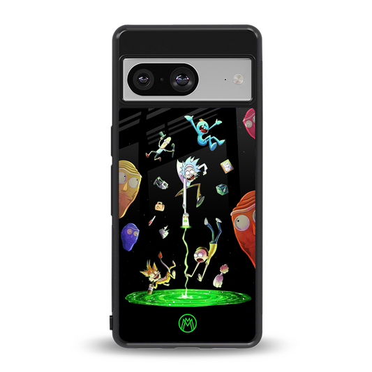 rick and morty amoled back phone cover | glass case for Google Pixel 8