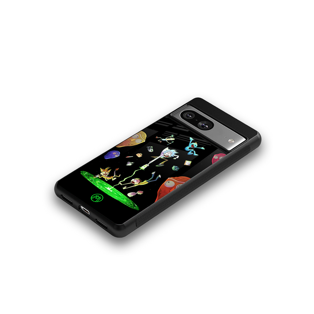 rick and morty amoled back phone cover | glass case for Google Pixel 8