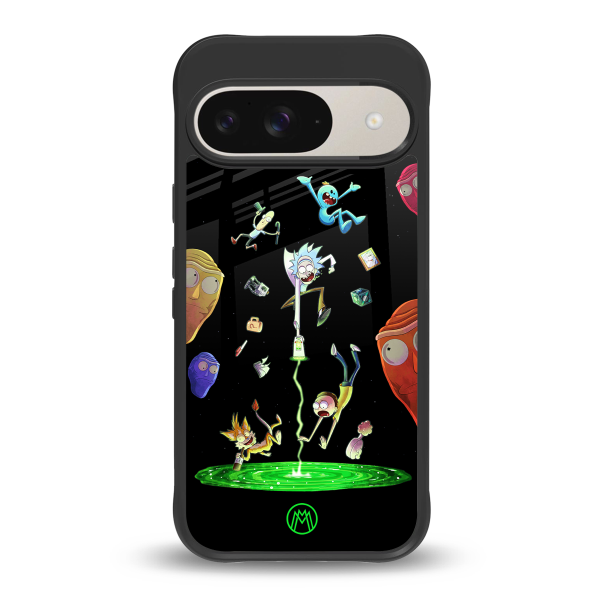 rick and morty amoled back phone cover | glass case for google pixel 9