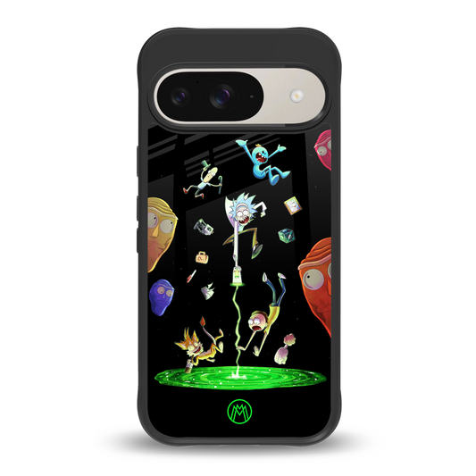 rick and morty amoled back phone cover | glass case for google pixel 9