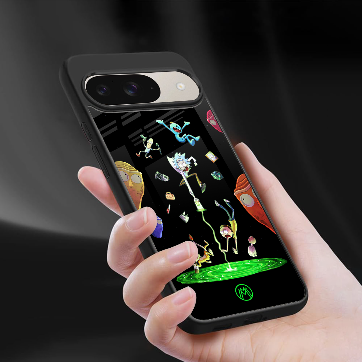 rick and morty amoled back phone cover | glass case for google pixel 9