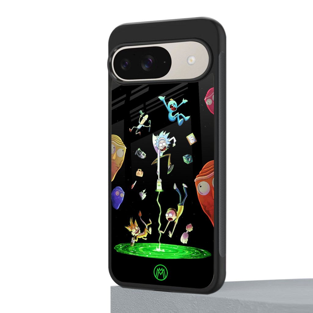 rick and morty amoled back phone cover | glass case for google pixel 9