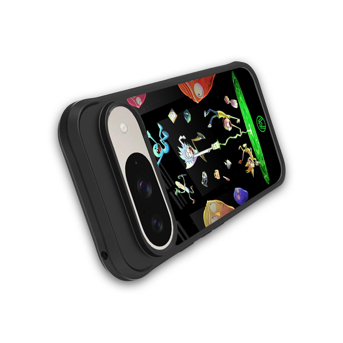 rick and morty amoled back phone cover | glass case for google pixel 9