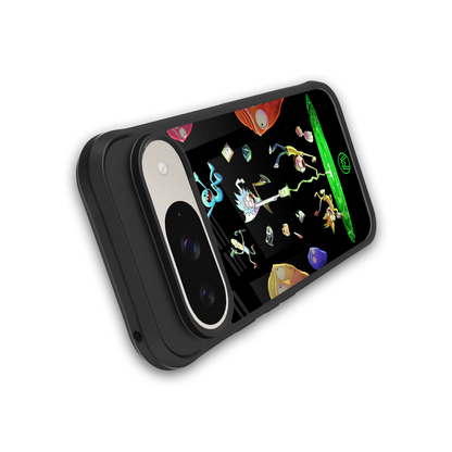 rick and morty amoled back phone cover | glass case for google pixel 9