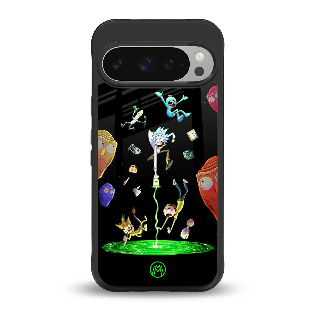 rick and morty amoled back phone cover | glass case for google pixel 9 pro xl